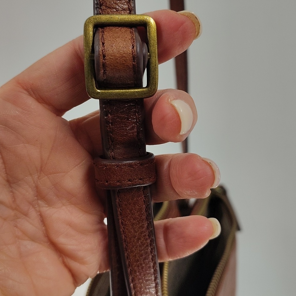 Margot New York Chestnut Brown Crossbody Purse Three Section Zip Top - Picture 12 of 12